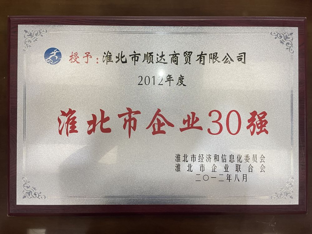 2012年8月2012年度淮北市企业30强