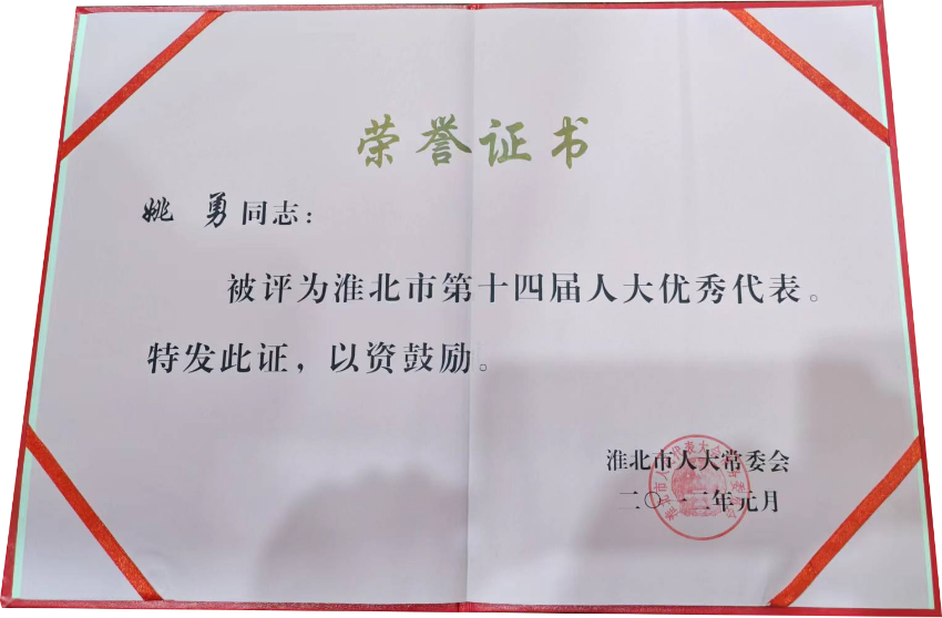 2012年元月淮北市第十四届人大优秀代表