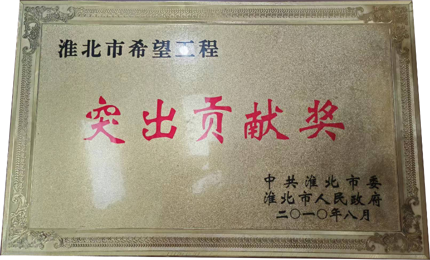 2010年8月淮北市希望工程“突出贡献奖”