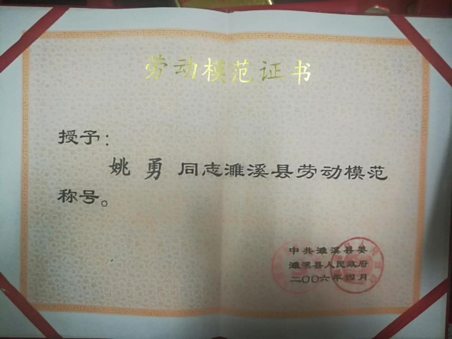 2006年4月濉溪县劳动模范称号